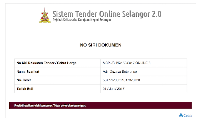 Selangor tender Tender &